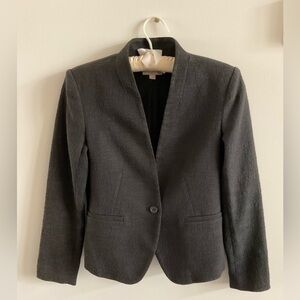 LOFT Petite Collarless One Button Blazer, Black, 2P